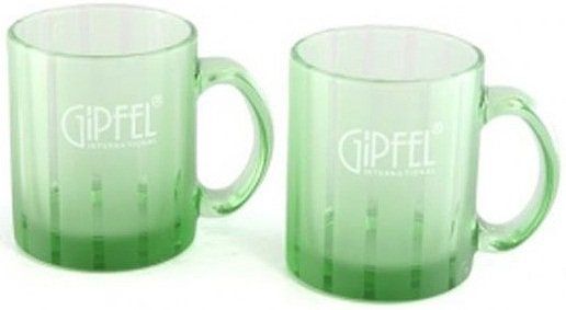 Набір з 2 кухлів GIPFEL FROSTED STRIPE GREEN GLASS MUG 7934 - 350 мл