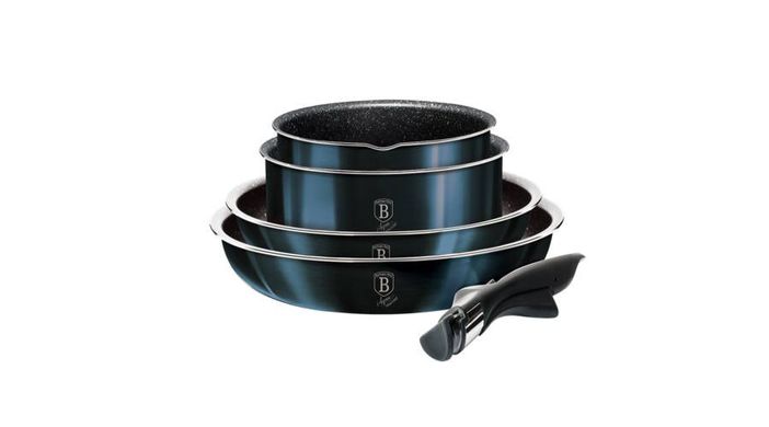 Набор кастрюль со сковородками и ковшом Berlinger Haus Metallic Line Aquamarine Edition BH 6146 - 9 предметов