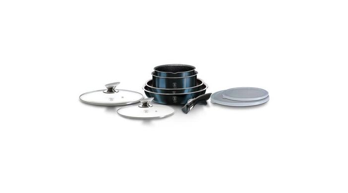 Набор кастрюль со сковородками и ковшом Berlinger Haus Metallic Line Aquamarine Edition BH 6146 - 9 предметов