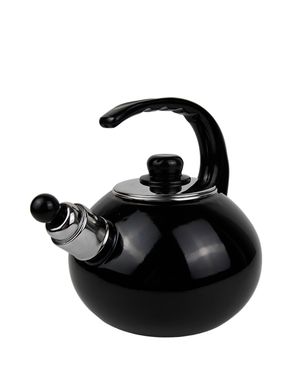 Чайник эмалированный со свистком с черной бакелитовой ручкой Kamille KM-1039A - 2,5 л, черный