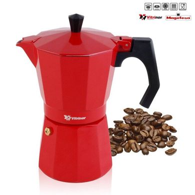 Кофеварка гейзерная VITRINOR PRAGA 1224246 - 400 мл, 9 чашек, красная/индукция