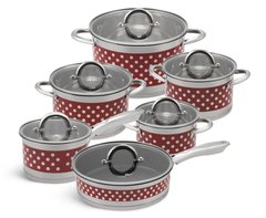Набор посуды красный горошек Edenberg EB-4055 - 12 пр