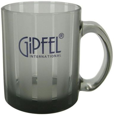 Набор из 2 кружек GIPFEL FROSTED STRIPE GRAY GLASS MUG 7937 - 350 мл