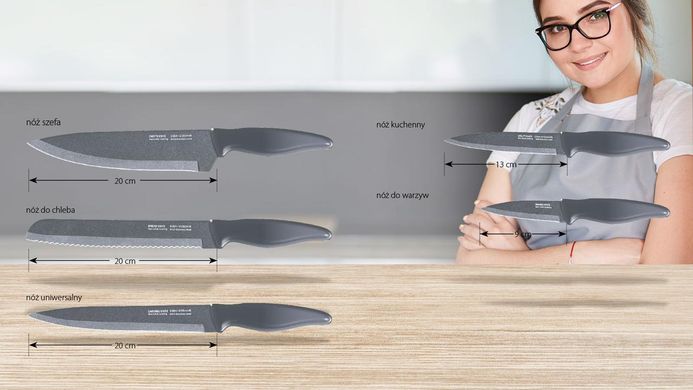 Набір ножів із 6 предметів MPM SMILE SNS-7 grey