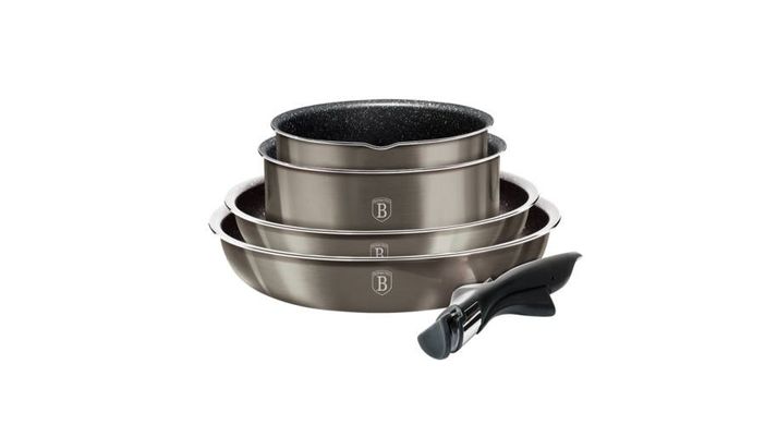 Набор кастрюль со сковородками и ковшом Berlinger Haus Metallic Line Carbon Edition BH 6148 - 9 предметов