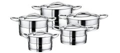 Набор посуды с металической крышкой OMS 1015-S Silver — 10пр (2,4 л, 2,9л, 4,3л, 5,9 л, 3,1л)