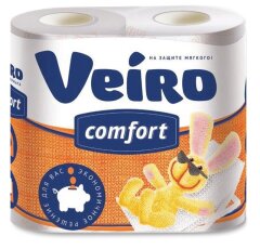 Туалетная бумага "Linia Veiro Comfort" 2х-слойная, 4шт./уп. (белая)