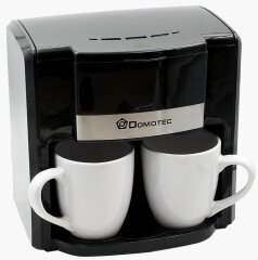Кофеварка с двумя чашами Domotec MS-0708, черная