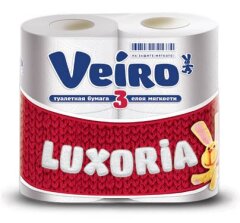 Бумага туалетная Veiro "Luxoria" 3-слойная, 4шт., тиснение, белая