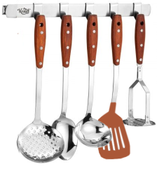 Набор кухонных принадлежностей на металлической планке Krauff 29-44-266 - 6 пр, Коричневый