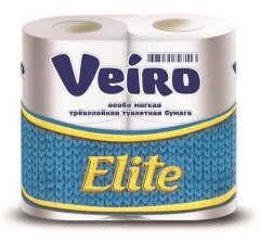 Бумага туалетная Veiro "Elite" 3-х слойн., 4шт., тиснение, белая