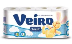 Туалетная бумага Veiro Classic, пастель - 2х слойная - 8шт