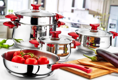 Набор посуды OMS 1025 red — 8 пр (1,8л/3л/3л/4,5л/+ сковорода 24см)